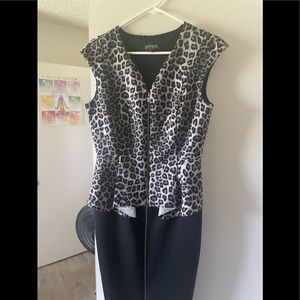 Size 8 black cheetah print zipper Dress
